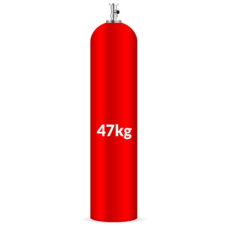 red 47kg gas bottle